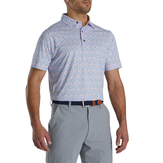 Athletic Fit Beach Print Lisle Self Collar 4 Athletic Fit Beach Print Lisle Self Collar - Image 2