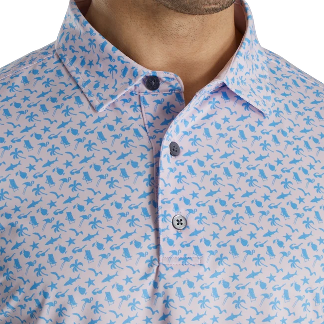 Athletic Fit Beach Print Lisle Self Collar 6 Athletic Fit Beach Print Lisle Self Collar - Image 4